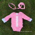 girl kids romper football romper girls pink romper with headband and necklace